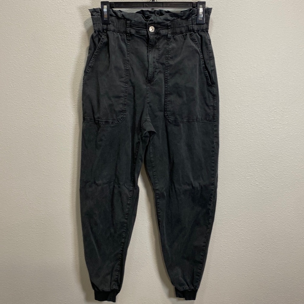 Zara cargo style paper-bag pants dark gray‎